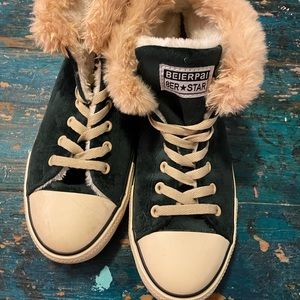Converse Styled Velvet Fur Lined High Tops